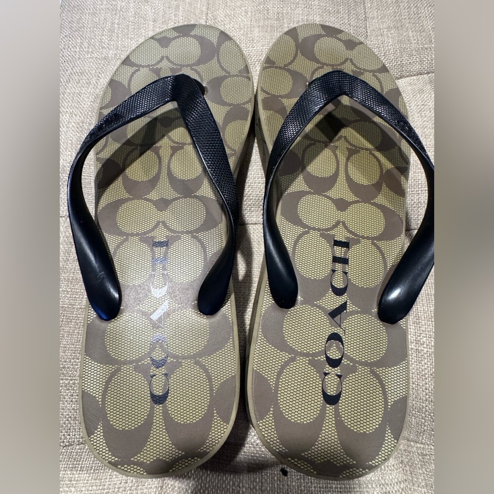 Coach Black and Brown Flip Flops